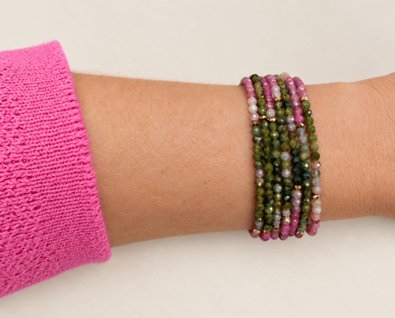Maison Mallow - Bracelet Clotilde en tourmaline multicolore et hématite dorée