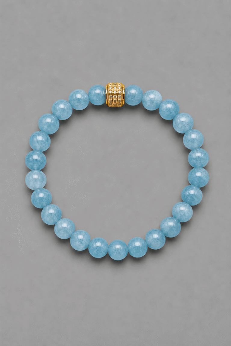 NEIJE - Bracelet Candy Aigue Marine Or Jaune pour Homme – 21 cm
