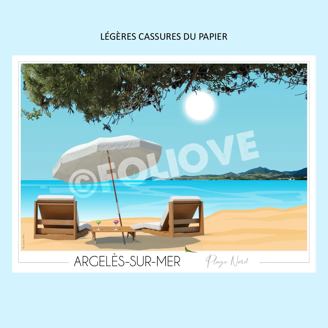 Foliove - Affiche Cœur Argelès-sur-Mer plage | Imparfaite 50x70 cm – 50x70 cm (B2)