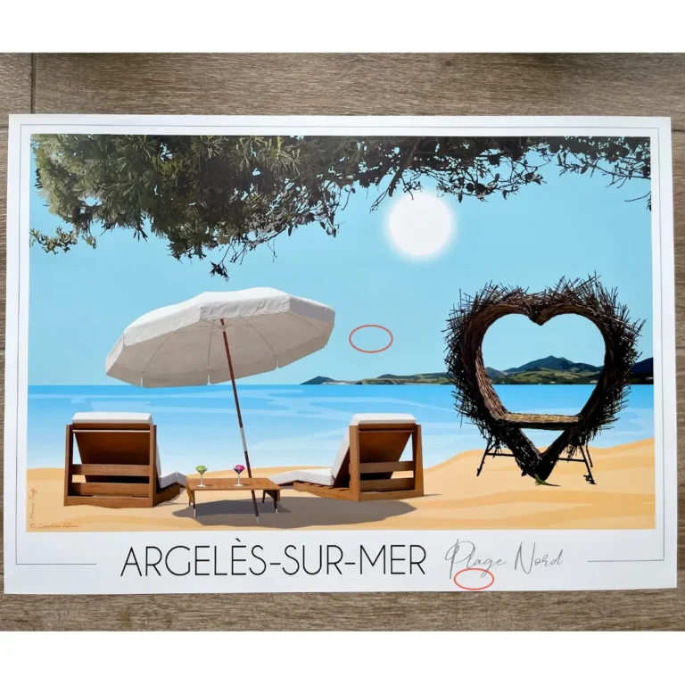 Foliove - Affiche Cœur Argelès-sur-Mer plage | Imparfaite 50x70 cm – 50x70 cm (B2)