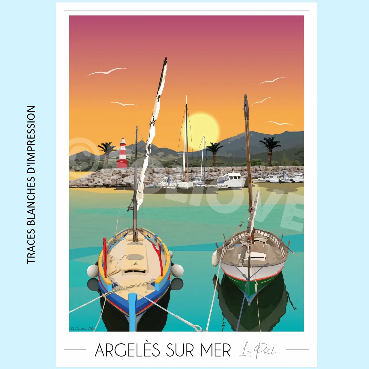 Foliove - Affiche Argelès sur Mer Port | Imparfaite 50x70 cm – 50x70 cm (B2)