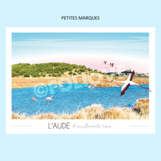 Affiche Aude et ses flamants roses | Imparfaite 30×42 cm par la marque Foliove Foliove - Affiche Aude et ses flamants roses | Imparfaite 30×42 cm