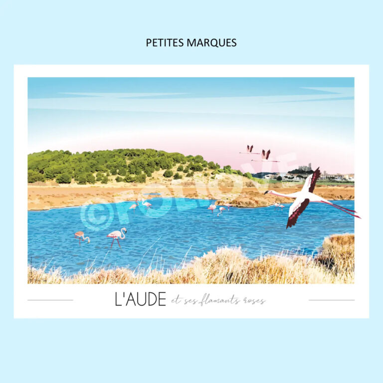 Aude30x42imparfaite Foliove - Affiche Aude et ses flamants roses | Imparfaite 30x42 cm – 30x42 cm (A3)