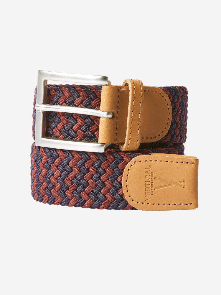 B0HGMRTH91.MAIN Pierrot - Ceinture Tressée Premium Bordeaux et Bleu Marine Pierrot x Vertical – L