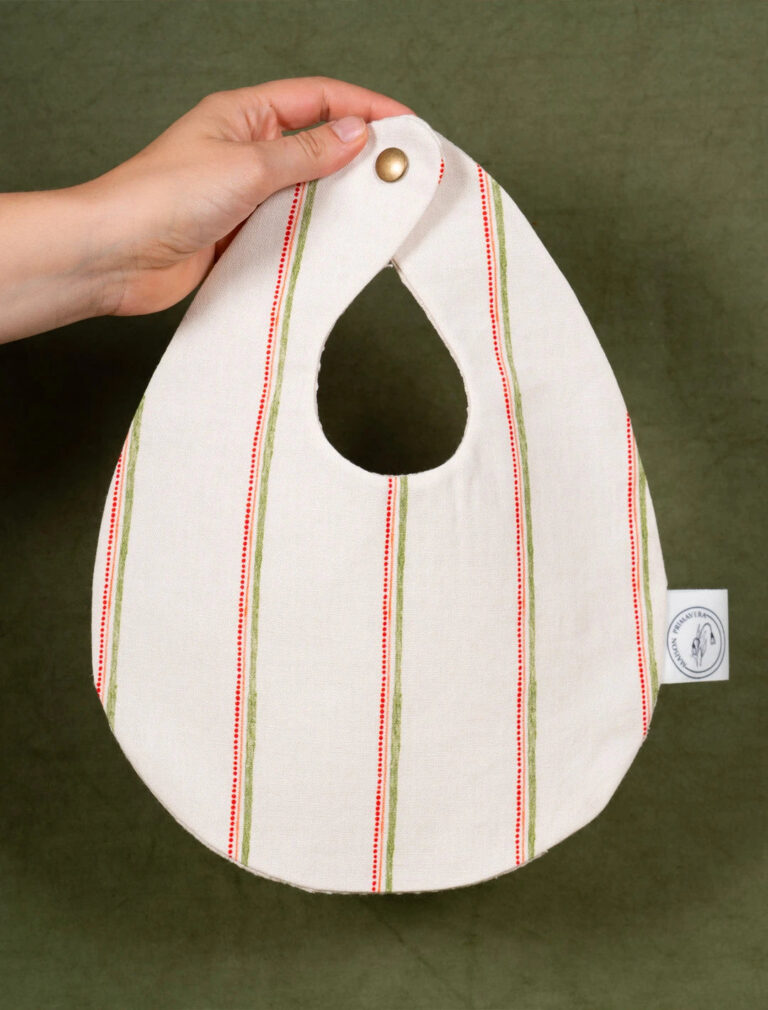 Maison Primavera - Bavoir en coton et lin à motif Lisière - La Clé des champs
