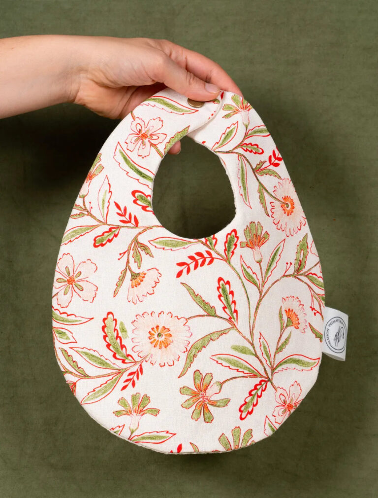 Maison Primavera - Bavoir en coton et lin à motif Prairie - La Clé des champs