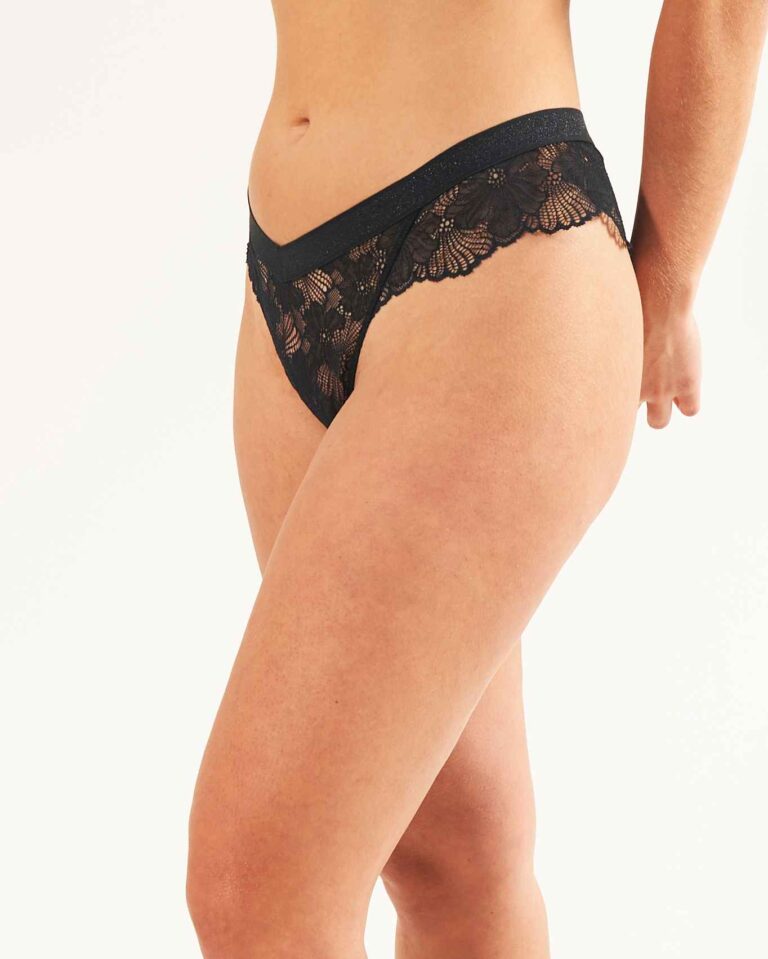 BOTT Lingerie - Tanga Le Blossom - Noir Shadow – XL