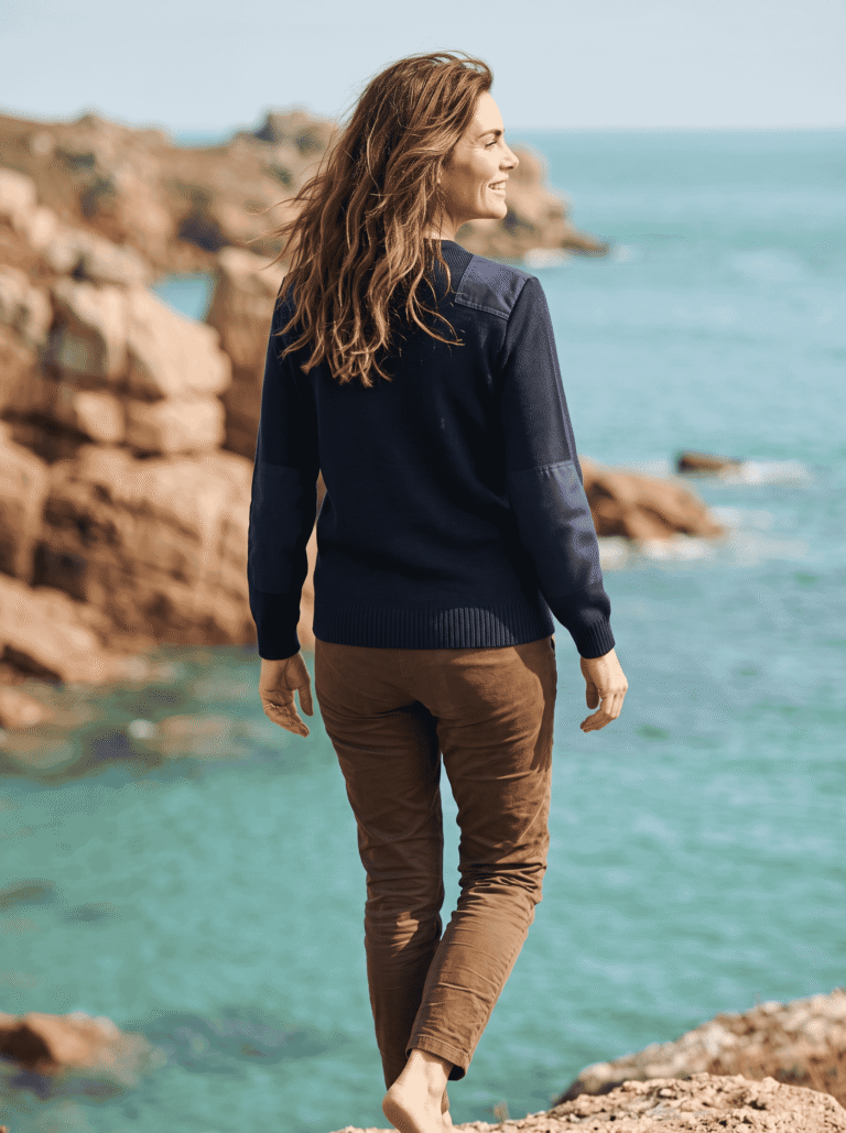 Baie des Caps - Pull "Brise Mer" femme - inspiré Marine Nationale 100% laine – Bleu Marine / 4XL