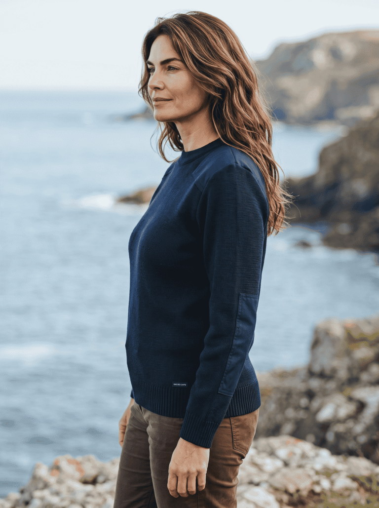 Baie des Caps - Pull "Brise Mer" femme - inspiré Marine Nationale 100% laine – Bleu Marine / 4XL