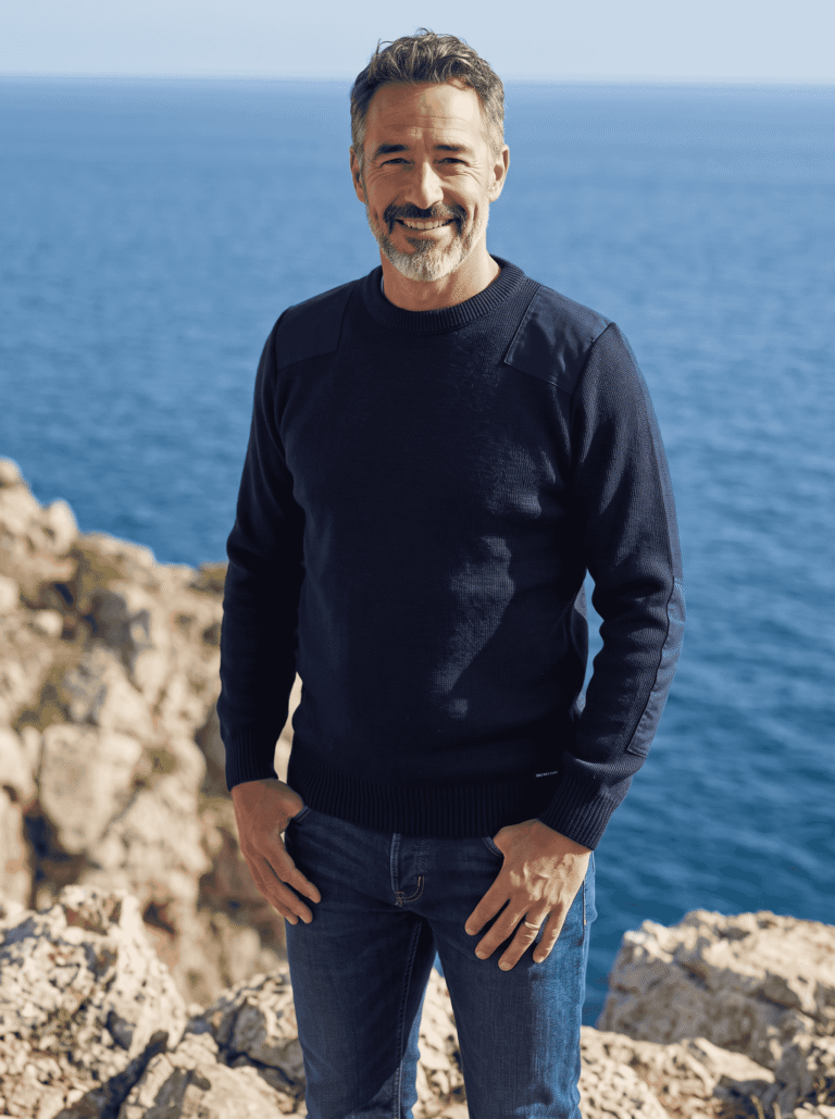 Baie des Caps - Pull "Brise Mer" col rond - inspiré Marine Nationale 100% laine – Bleu Marine / 4XL