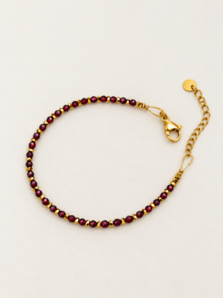 Bracelet Édouard en grenat et hématite dorée par la marque MAISON MALLOW MAISON MALLOW - Bracelet Édouard en grenat et hématite dorée