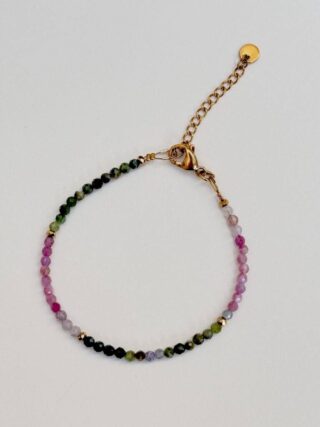 Bracelet Clotilde en tourmaline multicolore et hématite dorée par la marque MAISON MALLOW MAISON MALLOW - Bracelet Clotilde en tourmaline multicolore et hématite dorée