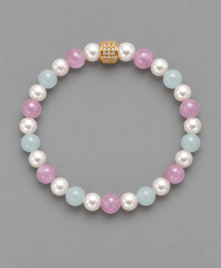 Bracelet Candy Perles d’eau douce Aigue Marine et Kunzite Or Jaune par la marque NEIJE NEIJE - Bracelet Candy Perles d’eau douce Aigue Marine et Kunzite Or Jaune