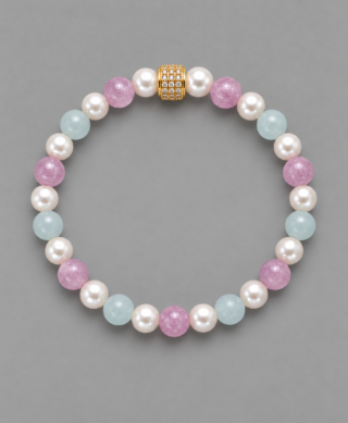 Bracelet Candy Perles d’eau douce Aigue Marine et Kunzite Or Jaune par la marque NEIJE NEIJE - Bracelet Candy Perles d’eau douce Aigue Marine et Kunzite Or Jaune