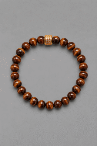 NEIJE - Bracelet Corto Oeil de Taureau Or Jaune pour Homme