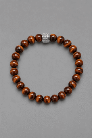 NEIJE - Bracelet Corto Oeil de Taureau Or Blanc pour Homme