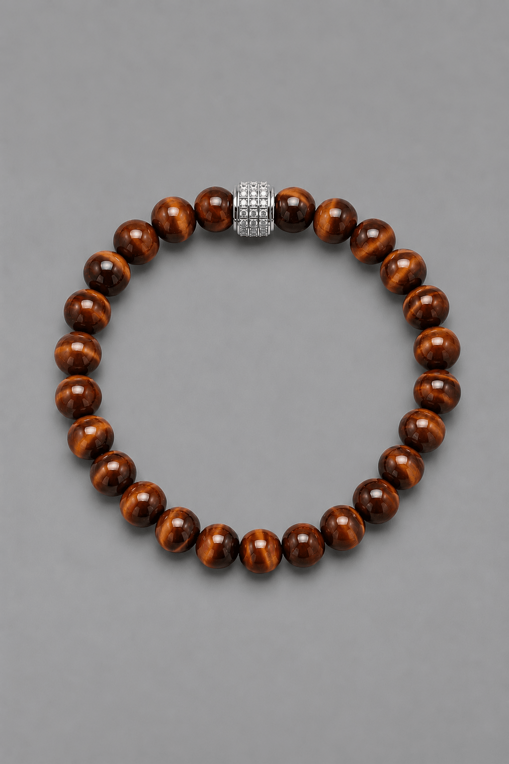 Bracelet Oeil de Taureau Or Blanc 1 NEIJE - Bracelet Corto Oeil de Taureau Or Blanc pour Homme – 21 cm