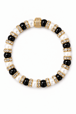 Bracelet Schachmatt Onyx et Perles de Culture par la marque NEIJE NEIJE - Bracelet Schachmatt Onyx et Perles de Culture