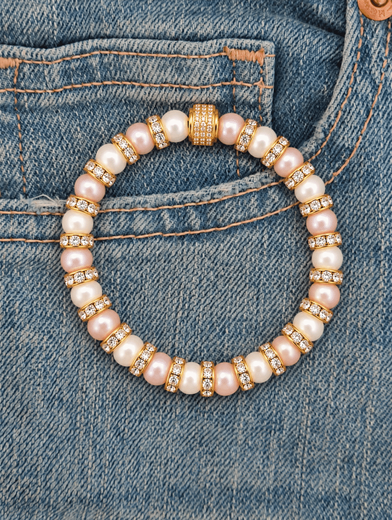 NEIJE - Bracelet Schachmatt Perles de Culture Roses et Blanches – 19 cm