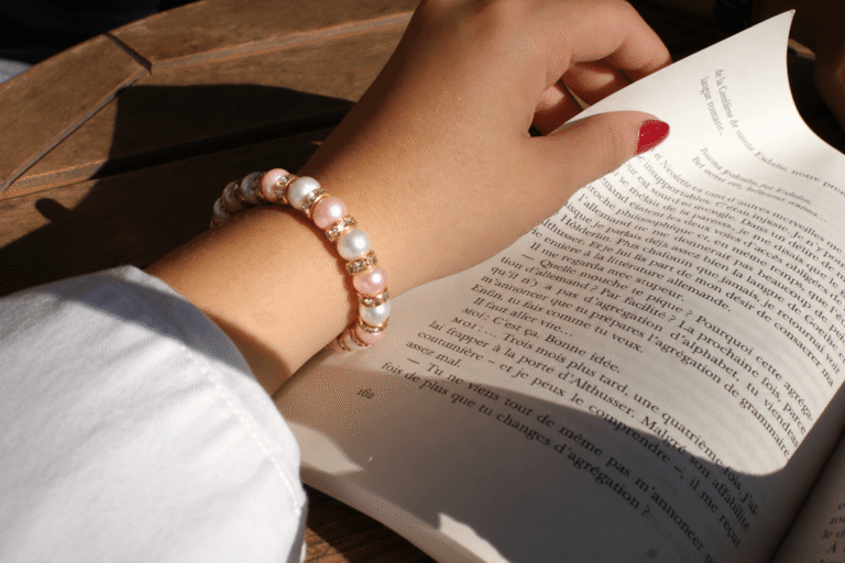 NEIJE - Bracelet Schachmatt Perles de Culture Roses et Blanches – 19 cm