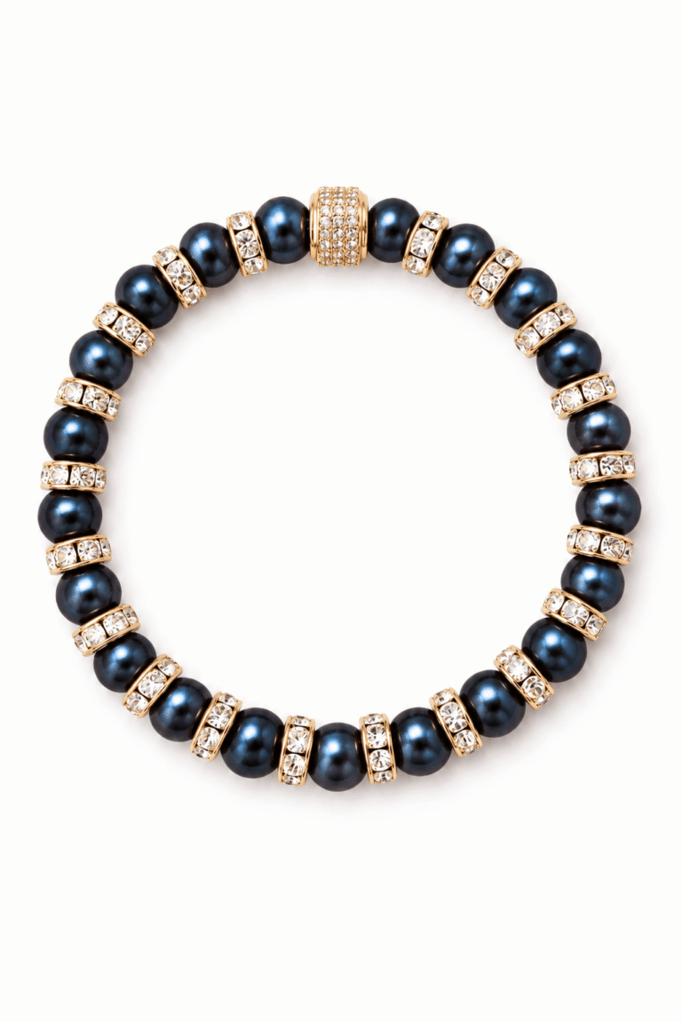 NEIJE - Bracelet Madame Bovary Perles de Culture Noir Nuit – 19 cm