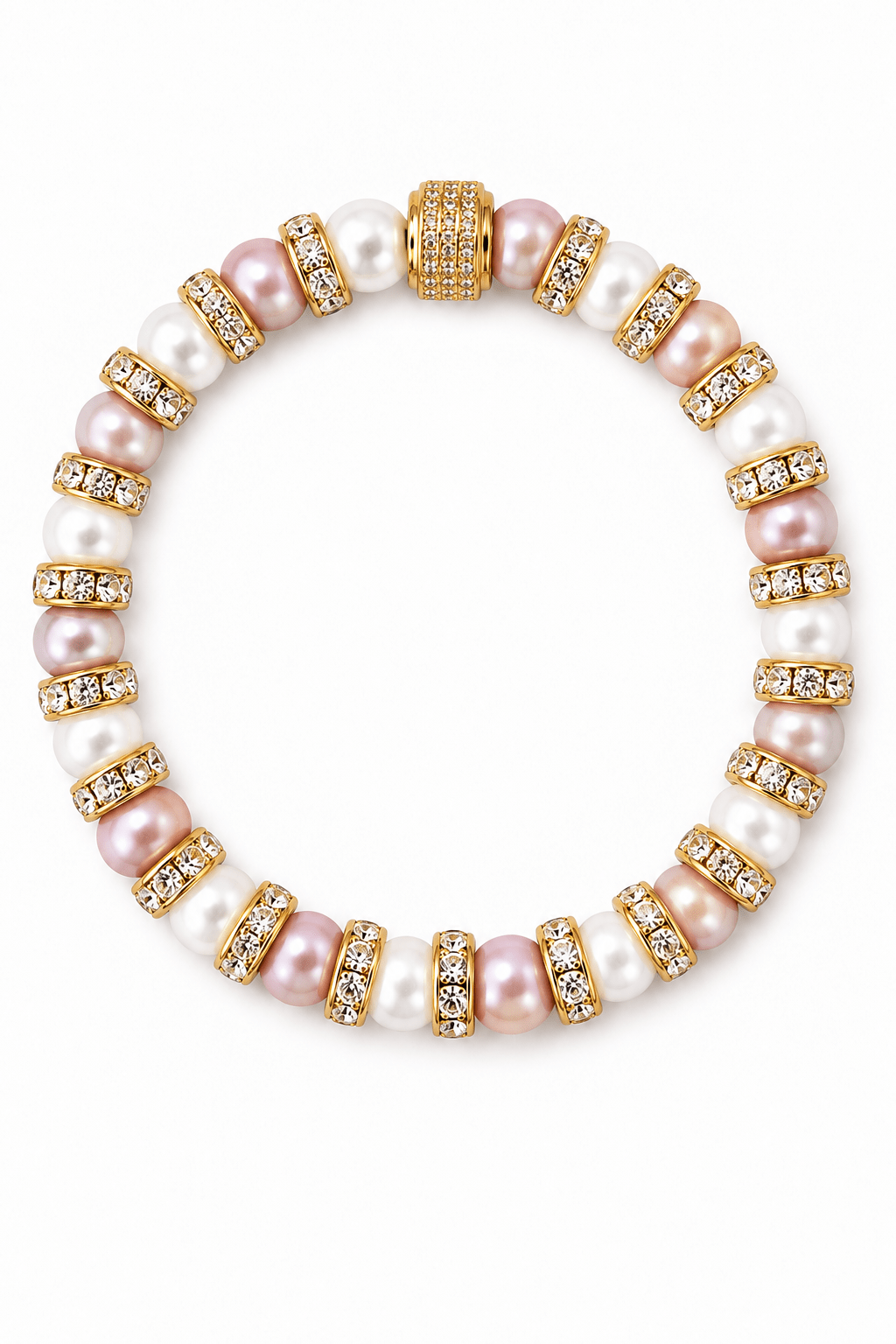 Bracelet perles de culture d eau douce NEIJE - Bracelet Schachmatt Perles de Culture Roses et Blanches – 19 cm