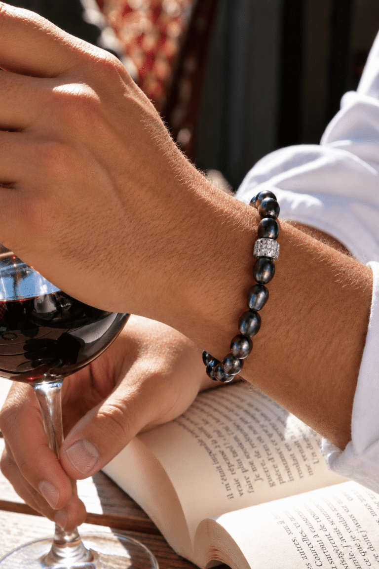 NEIJE - Coffret Collier & Bracelet Perles d'eau douce Noires et Argent 925 - Monte Cristo – 50 cm + extension de 5 cm / 21 cm
