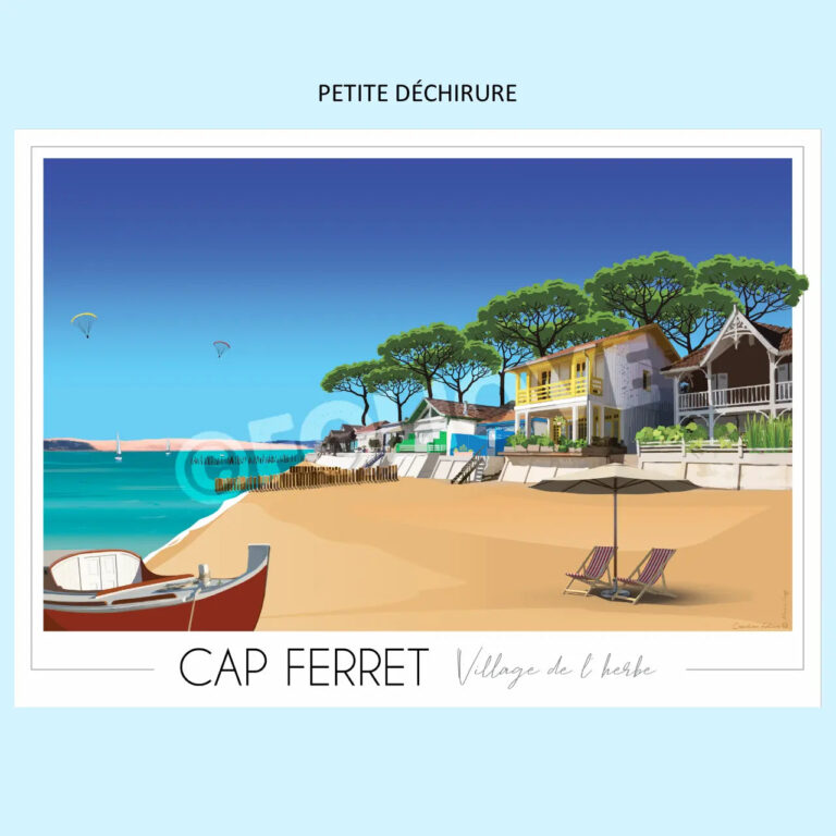 CapFerret50x70imparfaite Foliove - Affiche Cap Ferret Village de l'Herbe | Imparfaite 50x70 cm – 50x70 cm (B2)