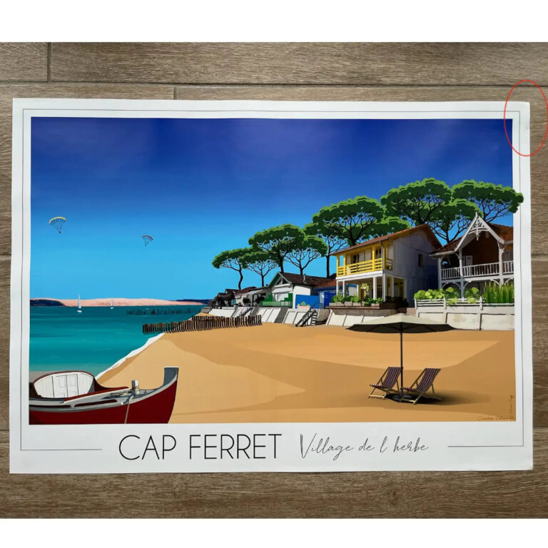Foliove - Affiche Cap Ferret Village de l'Herbe | Imparfaite 50x70 cm – 50x70 cm (B2)