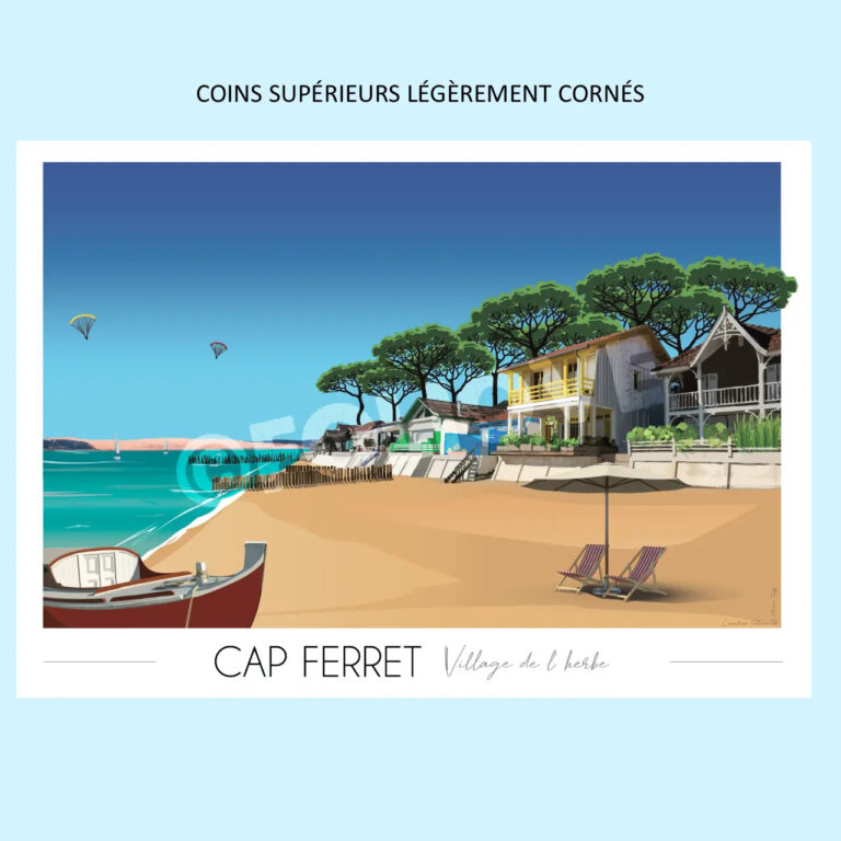 Foliove - Affiche Cap Ferret Village de l'Herbe | Imparfaite 30x42 cm – 30x42 cm (A3)
