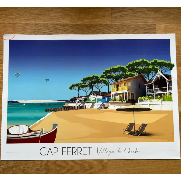 Foliove - Affiche Cap Ferret Village de l'Herbe | Imparfaite 30x42 cm – 30x42 cm (A3)