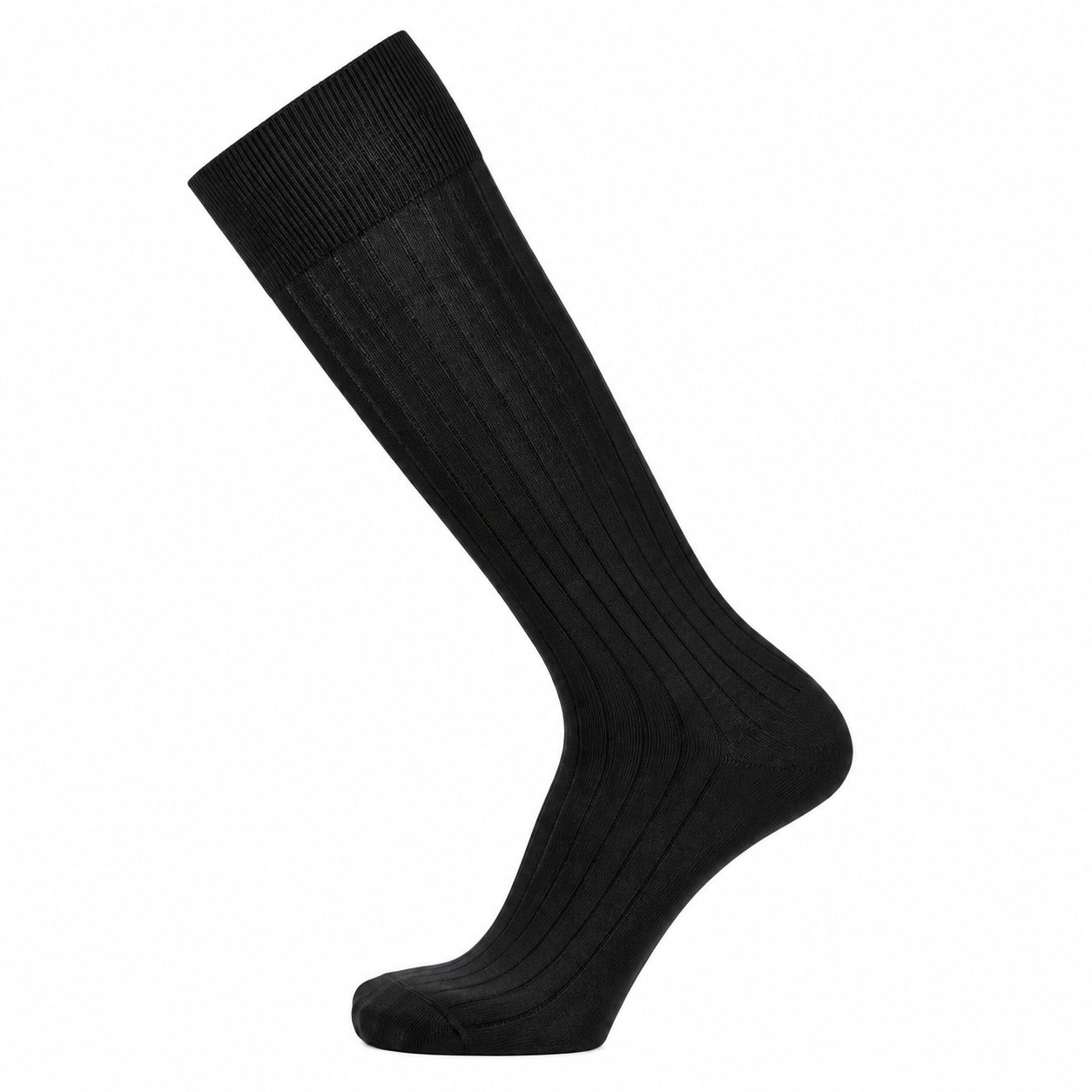 Chaussette noire cotelee sur fond blanc Maison Broussaud - Les Côtelées - chaussettes homme - coton noir – 43/46 / Noir