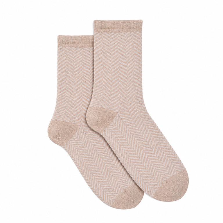 Maison Broussaud - Les Chevrons - chaussettes femme - coton rose – 39/41 / Rose Brillo