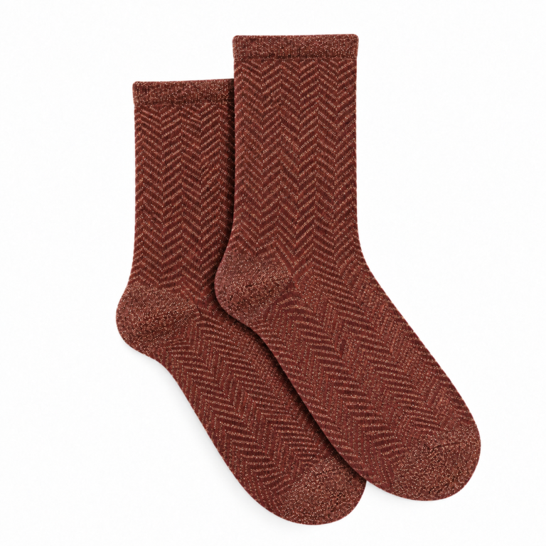 Maison Broussaud - Les Chevrons - chaussettes femme - coton bordeaux – 39/41 / Bordeaux Brillo