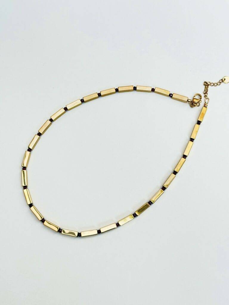 Maison Mallow - Collier Eugène en grenat et hématite dorée à l'or fin