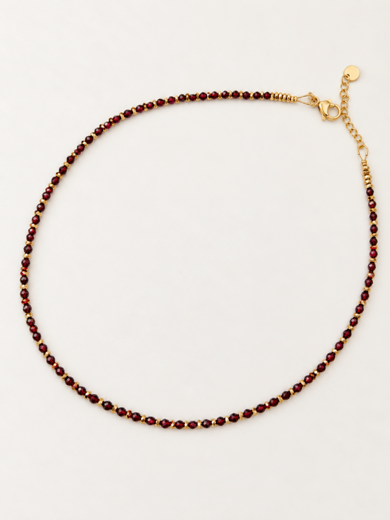 Maison Mallow - Collier Gaspard en grenat et hématite dorée