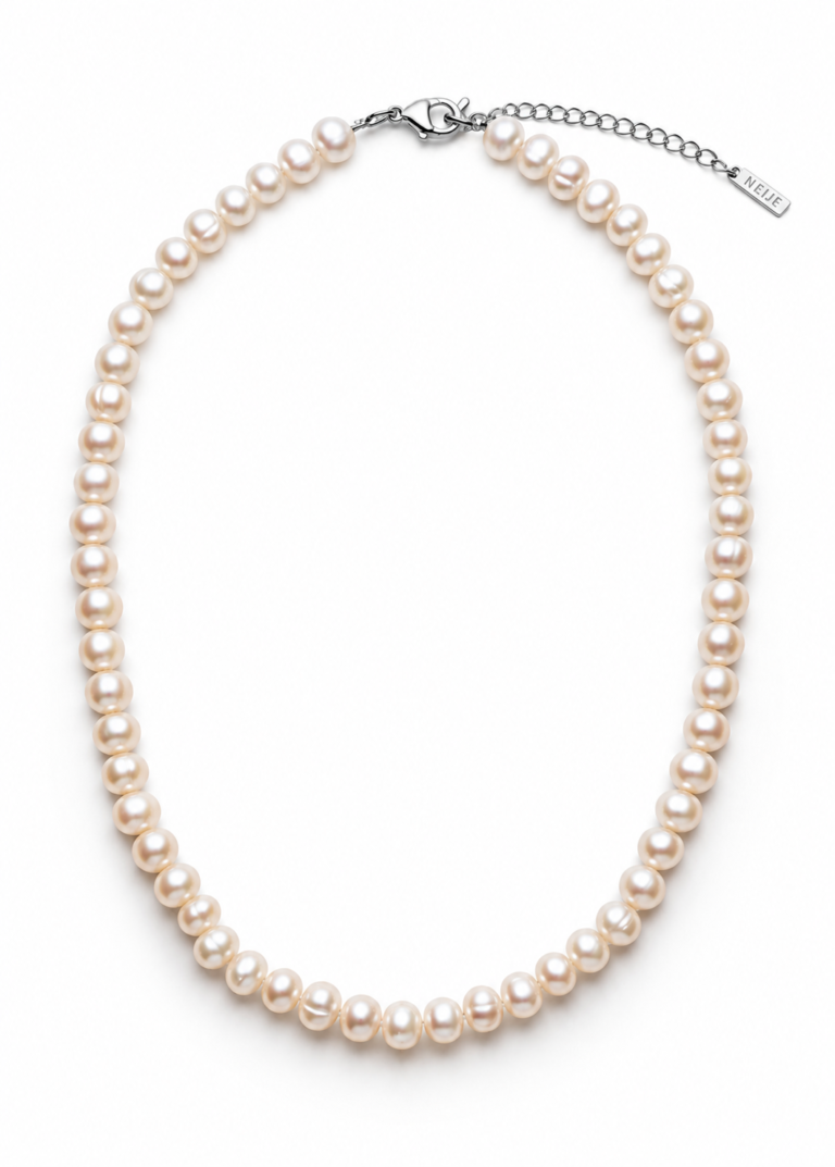 NEIJE - Le Collier Parfait Perles d'eau douce Roses – Or / 50 cm + extension de 5 cm