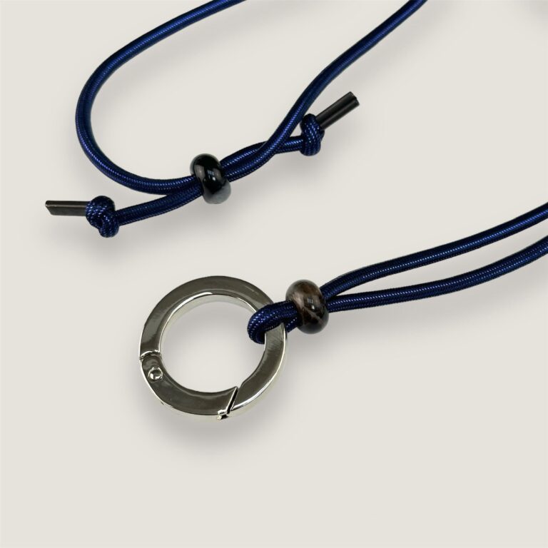 Atelier BALTUS - Collier Eve Porte-lunettes en coton métallisé – Noir / Doré / Petit mousqueton