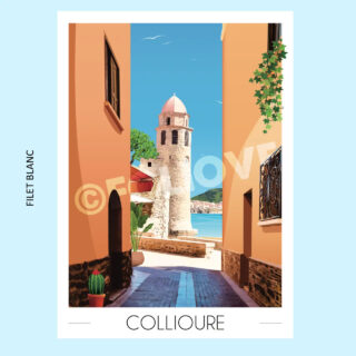 Affiche Collioure Clocher | Imparfaite 30×42 cm par la marque Foliove Foliove - Affiche Collioure Clocher | Imparfaite 30×42 cm