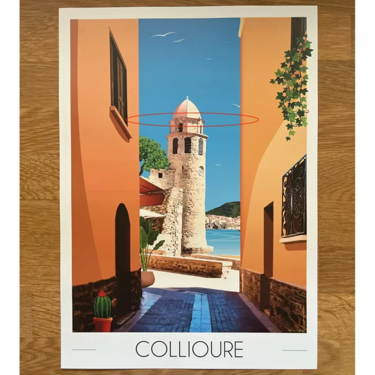 Foliove - Affiche Collioure Clocher | Imparfaite 30x42 cm – 30x42 cm (A3)