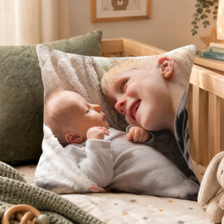 Coussin photo à personnaliser avec texte par la marque L’Atelier BABY’SPHERE L’Atelier BABY’SPHERE - Coussin photo à personnaliser avec texte