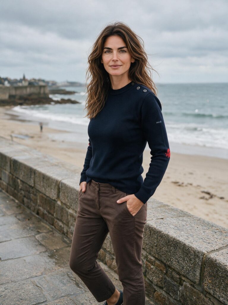 Baie des Caps - Pull marin femme laine coudières Homard & Crabe — Baie des Caps – Bleu Marine / Confort / XL