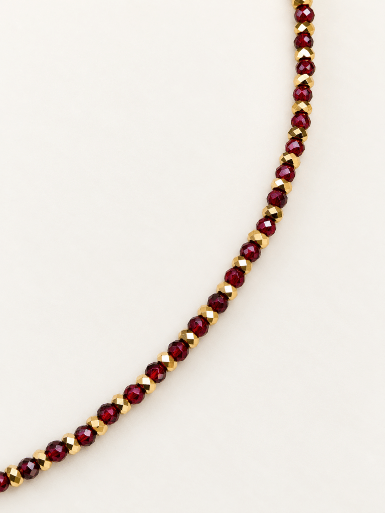 Maison Mallow - Collier Gaspard en grenat et hématite dorée