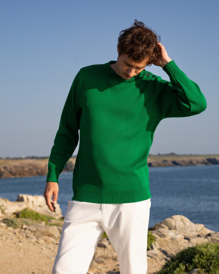 Baie des Caps - Pull marin Erquy 50% laine mérinos — doux et facile d'entretien – Marine Rouge / 4XL