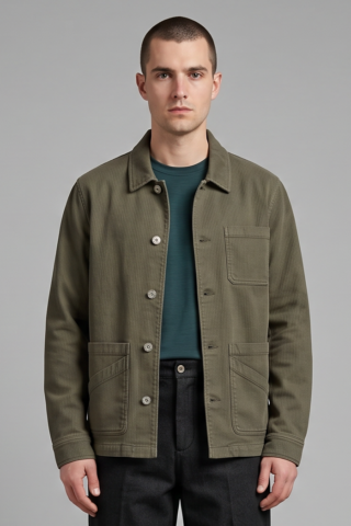 Veste Workwear velours kaki par la marque JAGVI. RIVE GAUCHE JAGVI. RIVE GAUCHE - Veste Workwear velours kaki