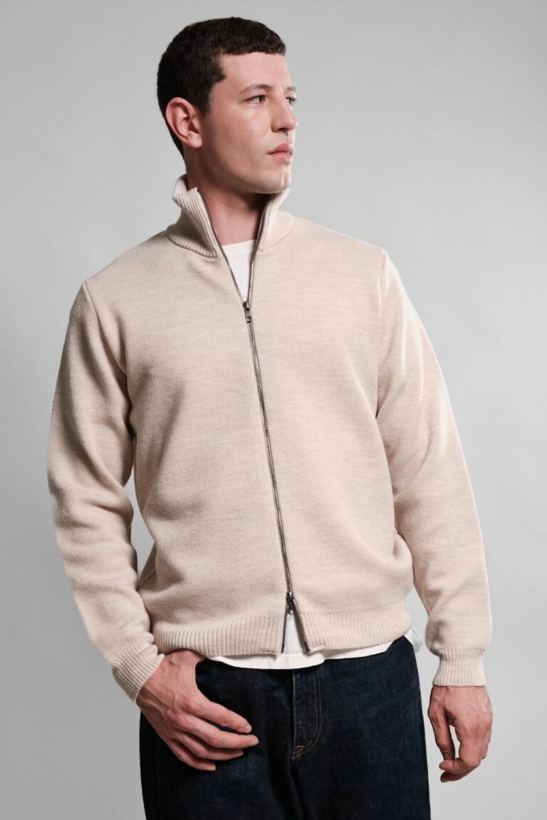 Nitto Knitwear - Gilet Zippé Youri - Naturel – XXL