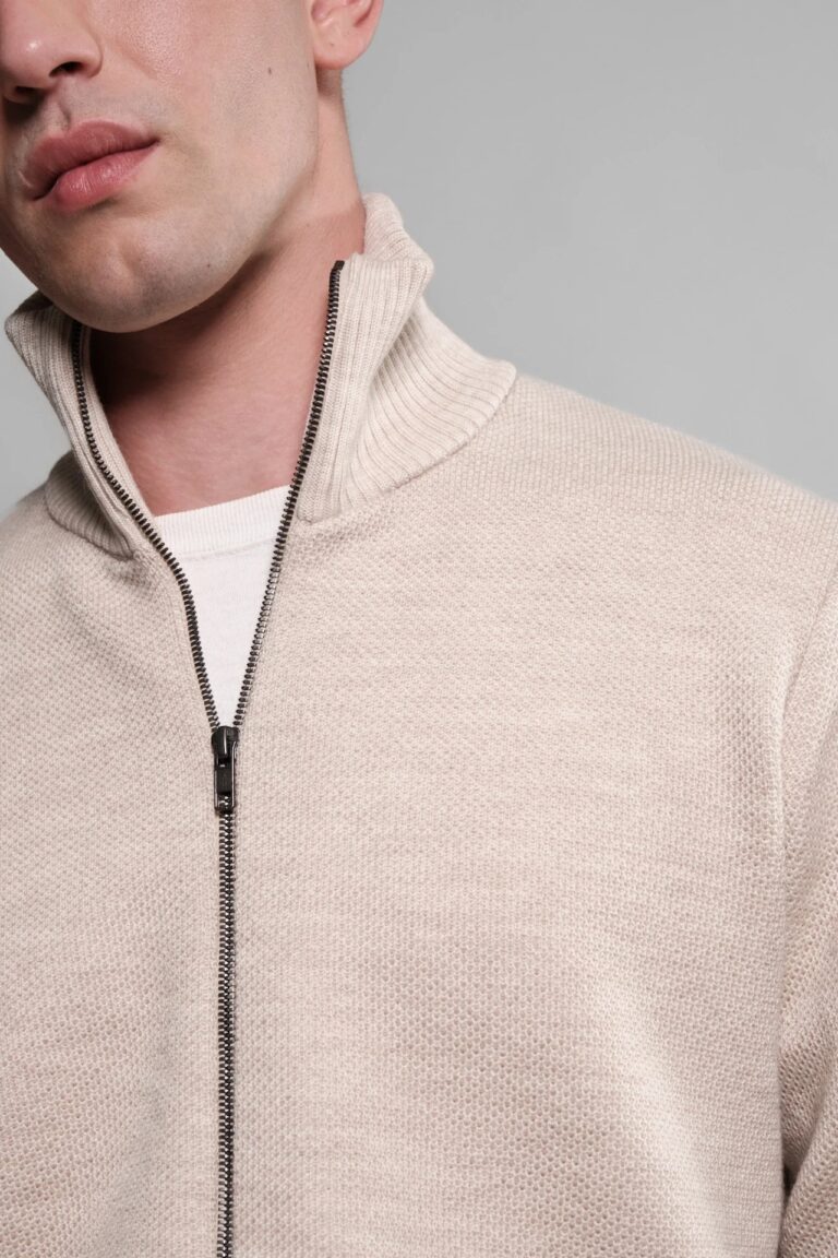 Nitto Knitwear - Gilet Zippé Youri - Naturel – XXL