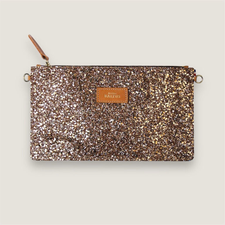 Atelier BALTUS - Grande pochette Cassandre – Paillette doré / Avec bandoulière chaîne
