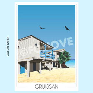 Foliove - Affiche de Gruissan – Maisons sur pilotis | Imparfaite 50×70