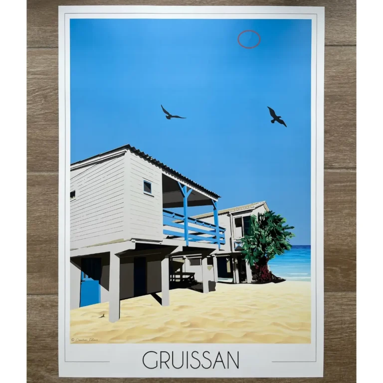 Foliove - Affiche de Gruissan - Maisons sur pilotis | Imparfaite 50x70 – 50x70 cm (B2)